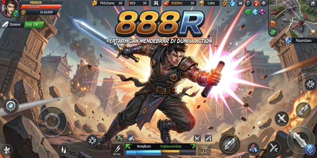 Gameplay seru dan mendebarkan dari 888R di layar penuh aksi.