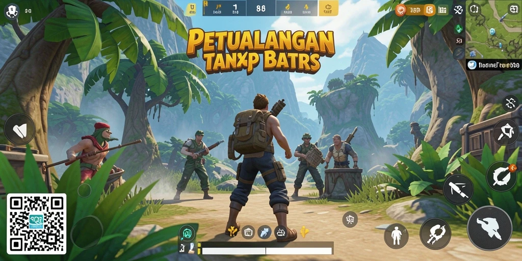 Screenshot gameplay 8QR menampilkan eksplorasi dunia terbuka yang menakjubkan.