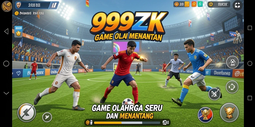 Screenshot menunjukkan aksi seru dalam permainan olahraga 999ZK.