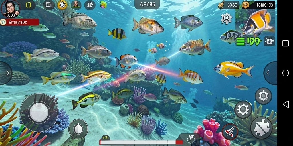Tampilan gameplay seru saat berburu ikan di AP686.