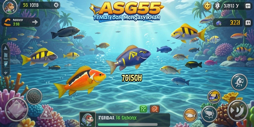 Tangkapan layar ASG55 menampilkan serunya gameplay Tembak Ikan.