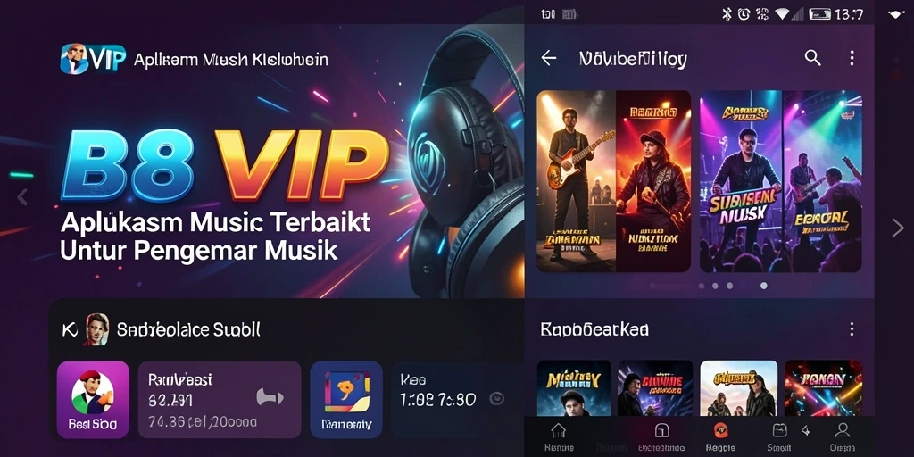 Screenshot utama B8VIP dengan gameplay musik yang menarik.