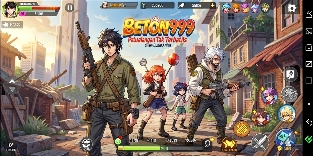 Tangkapan layar BETON999 menampilkan aksi petualangan yang seru di dunia Anime.