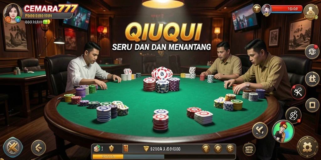 Screenshot gameplay CEMARA777 menampilkan kartu QiuQiu yang mendebarkan.