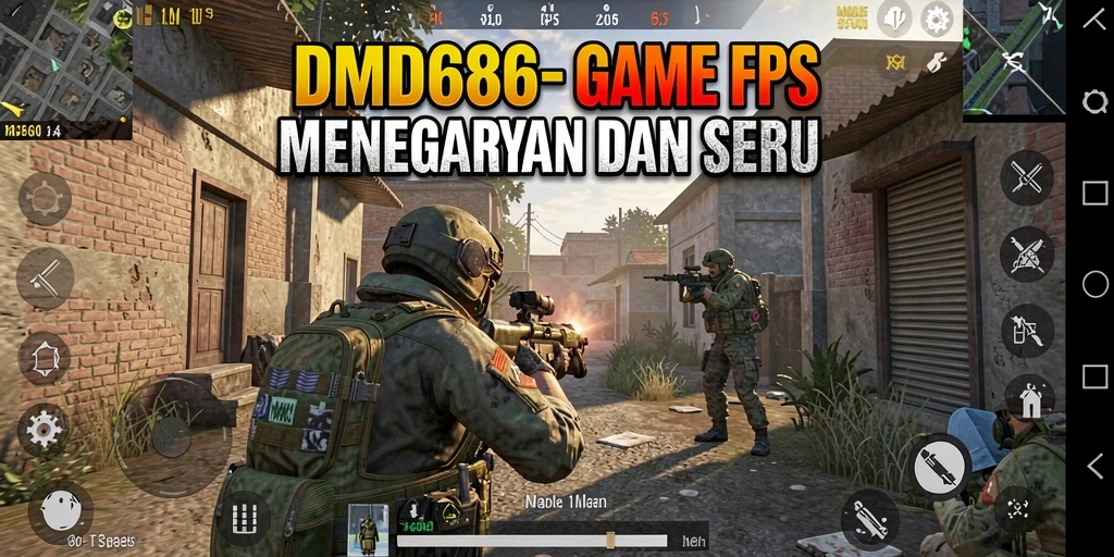 Screenshot DMD686 menampilkan aksi tembak-menembak yang intens di berbagai lokasi.