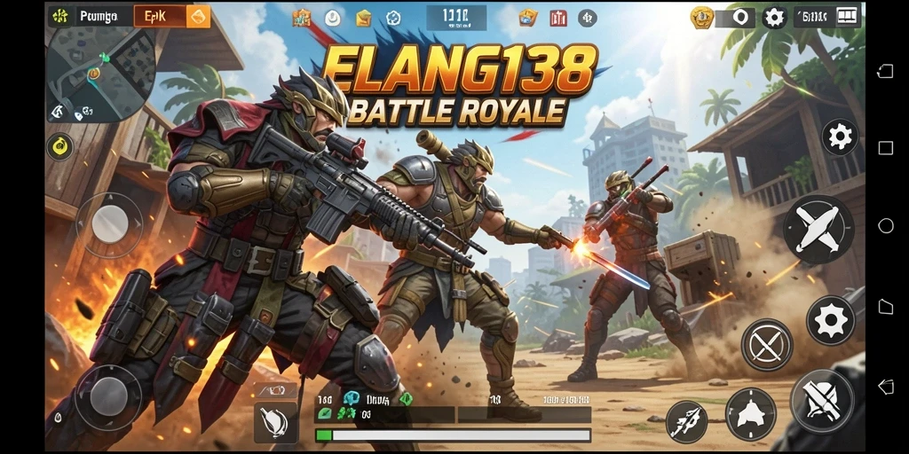 Tampilan gameplay seru saat bertarung di ELANG138 Battle Royale.