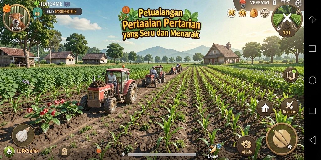 Tampilan gameplay <strong>IDRGAME</strong> yang menarik dengan aktivtas bertani.
