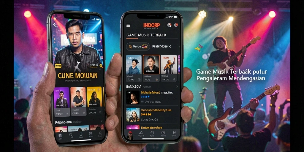 Screenshot gameplay INDORP menampilkan pengguna bermain sambil mendengarkan musik.