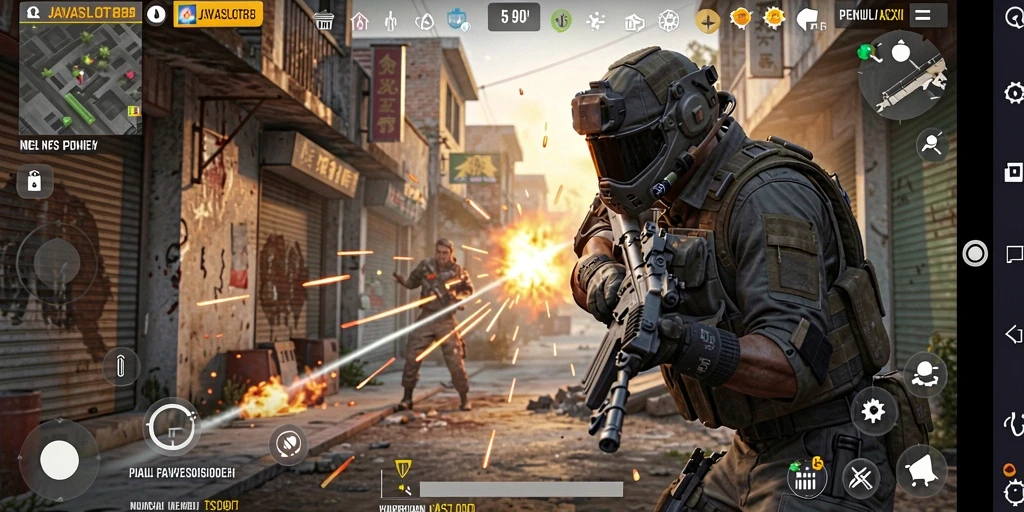 Tampilan gameplay JAVASLOT88 yang mendebarkan saat pertempuran intens.