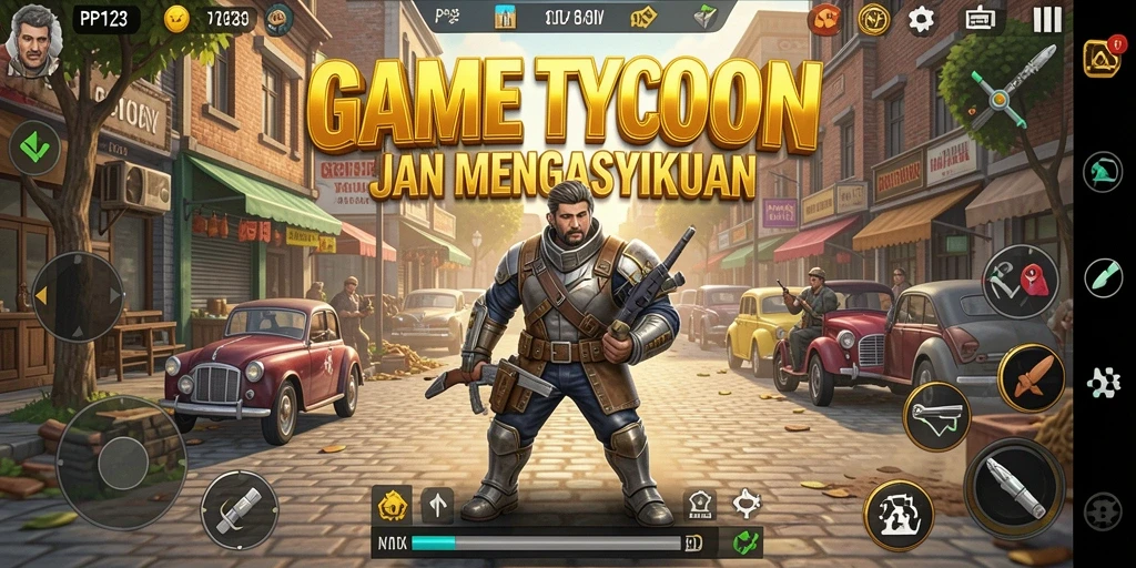 Screenshot gameplay PP123 yang menunjukkan strategi manajemen bisnis Tycoon.