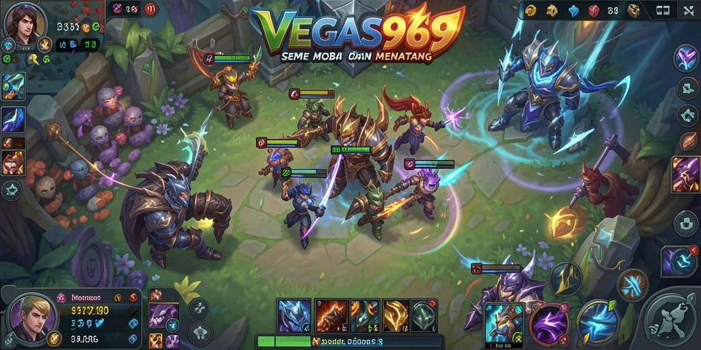 Tangkapan layar menunjukkan aksi intens di arena MOBA.