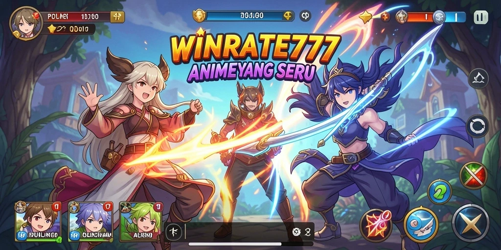 Tampilan menarik dari gameplay <strong>WINRATE777</strong> dengan karakter-karakter Anime yang dinamis.